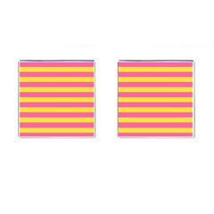 Horizontal Pink Yellow Line Cufflinks (square)