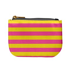 Horizontal Pink Yellow Line Mini Coin Purses