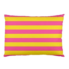 Horizontal Pink Yellow Line Pillow Case (two Sides)