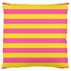 Horizontal Pink Yellow Line Large Cushion Case (one Side)