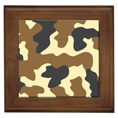Initial Camouflage Camo Netting Brown Black Framed Tiles by Mariart