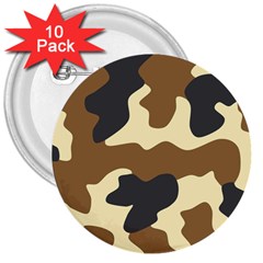 Initial Camouflage Camo Netting Brown Black 3  Buttons (10 Pack)  by Mariart