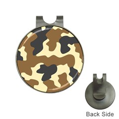 Initial Camouflage Camo Netting Brown Black Hat Clips With Golf Markers by Mariart