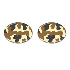 Initial Camouflage Camo Netting Brown Black Cufflinks (oval) by Mariart