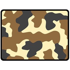 Initial Camouflage Camo Netting Brown Black Fleece Blanket (large) 