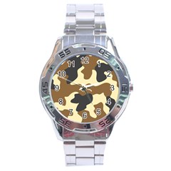 Initial Camouflage Camo Netting Brown Black Stainless Steel Analogue Watch by Mariart