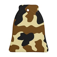 Initial Camouflage Camo Netting Brown Black Bell Ornament (two Sides) by Mariart