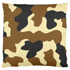 Initial Camouflage Camo Netting Brown Black Large Cushion Case (one Side) by Mariart