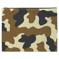 Initial Camouflage Camo Netting Brown Black Cosmetic Bag (xxxl)  by Mariart