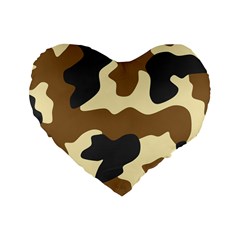 Initial Camouflage Camo Netting Brown Black Standard 16  Premium Heart Shape Cushions