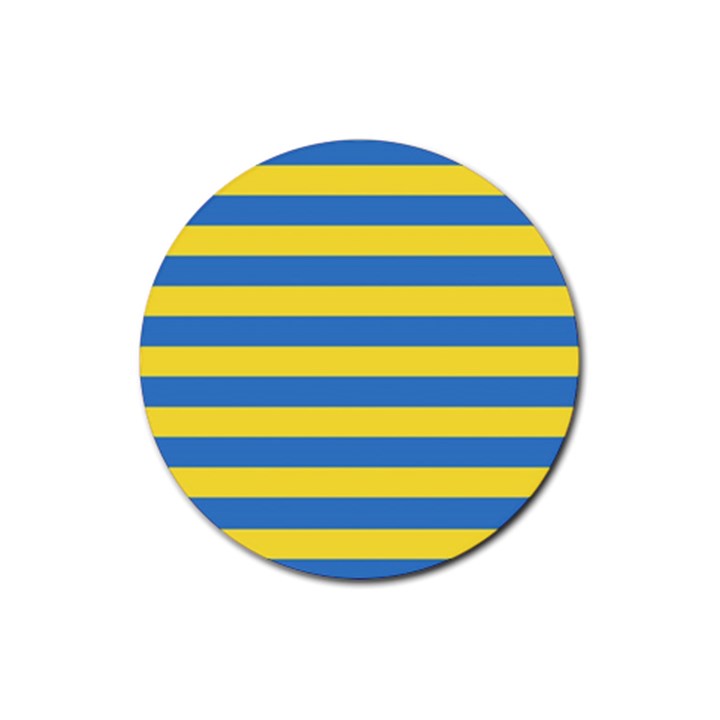 Horizontal Blue Yellow Line Rubber Coaster (Round) 