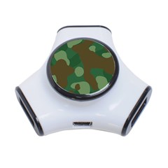 Initial Camouflage Como Green Brown 3-port Usb Hub by Mariart