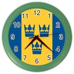 King Queen Crown Blue Yellow Color Wall Clocks