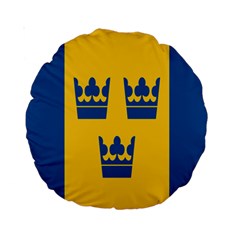 King Queen Crown Blue Yellow Standard 15  Premium Round Cushions by Mariart