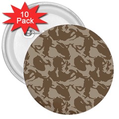 Initial Camouflage Brown 3  Buttons (10 Pack)  by Mariart