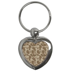 Initial Camouflage Brown Key Chains (heart)  by Mariart