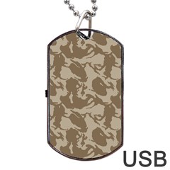 Initial Camouflage Brown Dog Tag Usb Flash (one Side) by Mariart