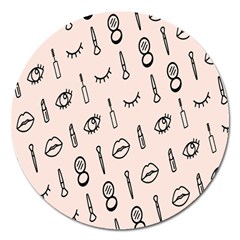 Makeup Tools Eye Mirror Pink Lip Magnet 5  (round) by Mariart