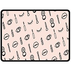 Makeup Tools Eye Mirror Pink Lip Fleece Blanket (large)  by Mariart