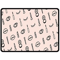 Makeup Tools Eye Mirror Pink Lip Double Sided Fleece Blanket (large)  by Mariart