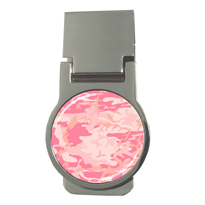 Initial Camouflage Camo Pink Money Clips (Round) 