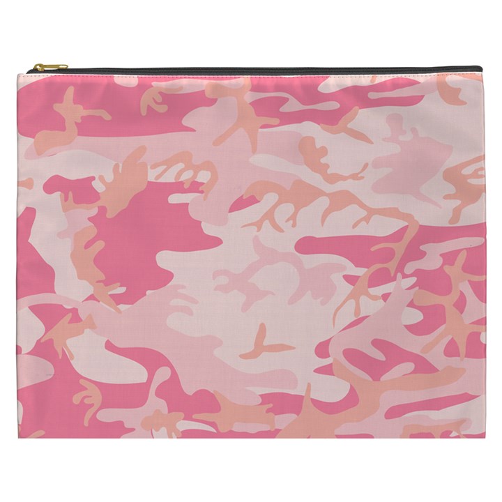 Initial Camouflage Camo Pink Cosmetic Bag (XXXL) 