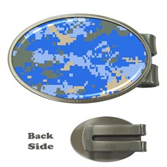 Oceanic Camouflage Blue Grey Map Money Clips (oval) 