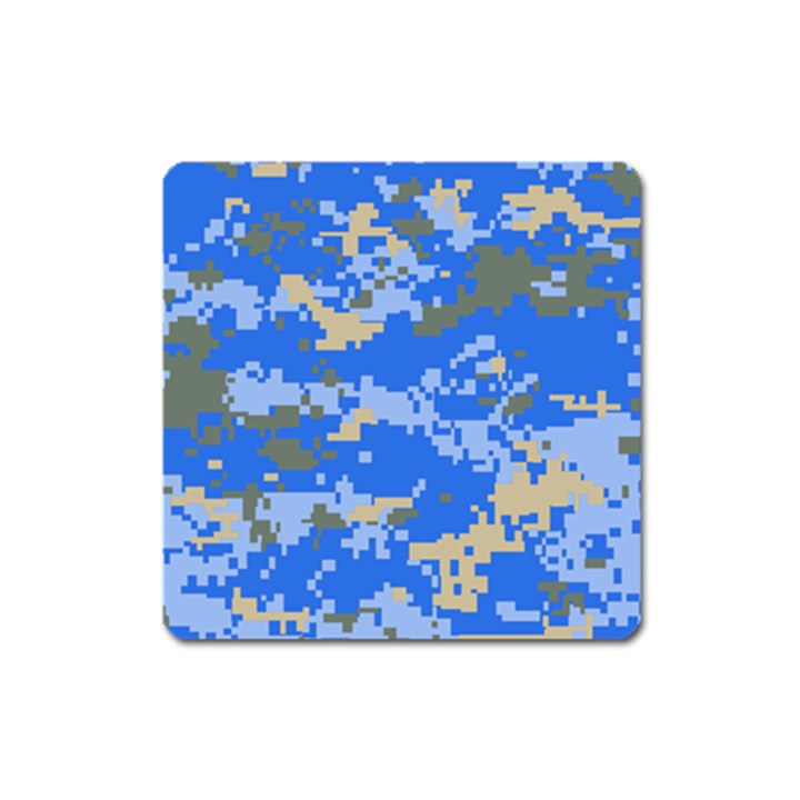 Oceanic Camouflage Blue Grey Map Square Magnet