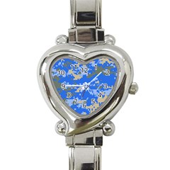 Oceanic Camouflage Blue Grey Map Heart Italian Charm Watch by Mariart