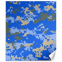 Oceanic Camouflage Blue Grey Map Canvas 8  X 10 