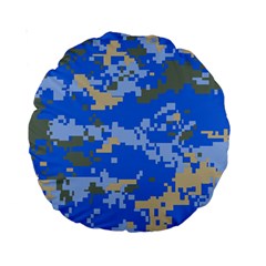 Oceanic Camouflage Blue Grey Map Standard 15  Premium Round Cushions by Mariart