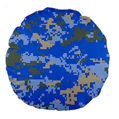 Oceanic Camouflage Blue Grey Map Large 18  Premium Flano Round Cushions by Mariart