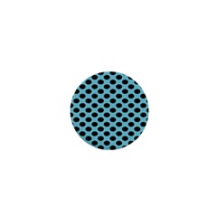 Polka Dot Blue Black 1  Mini Buttons by Mariart