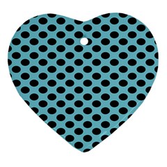 Polka Dot Blue Black Ornament (heart)