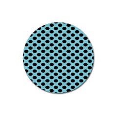 Polka Dot Blue Black Magnet 3  (round)