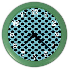 Polka Dot Blue Black Color Wall Clocks