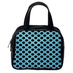 Polka Dot Blue Black Classic Handbags (one Side) by Mariart