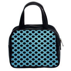 Polka Dot Blue Black Classic Handbags (2 Sides) by Mariart