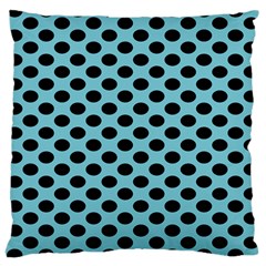 Polka Dot Blue Black Large Cushion Case (two Sides)