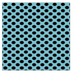 Polka Dot Blue Black Large Satin Scarf (square) by Mariart