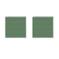 Polka Dot Green Black Cufflinks (square) by Mariart