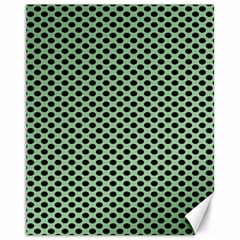 Polka Dot Green Black Canvas 11  X 14   by Mariart