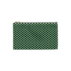 Polka Dot Green Black Cosmetic Bag (small)  by Mariart