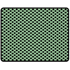 Polka Dot Green Black Double Sided Fleece Blanket (medium)  by Mariart