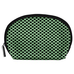 Polka Dot Green Black Accessory Pouches (large)  by Mariart