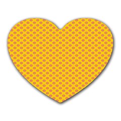 Polka Dot Orange Yellow Heart Mousepads by Mariart
