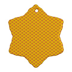 Polka Dot Orange Yellow Snowflake Ornament (two Sides)