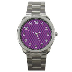 Polka Dot Purple Blue Sport Metal Watch by Mariart
