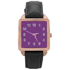 Polka Dot Purple Blue Rose Gold Leather Watch  by Mariart