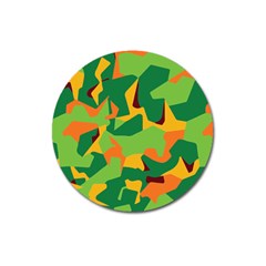 Initial Camouflage Green Orange Yellow Magnet 3  (round)